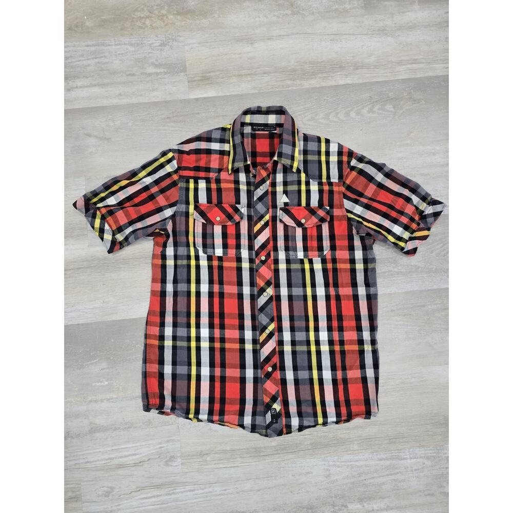VTG Rocawear Men’s Medium Plaid Western Pearl Snap Shirt Y2K Hip Hop Streetwear